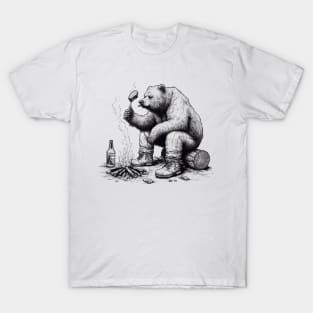 Outdoor Bear by the Campfire T-Shirt